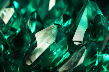 shiny Emerald crystal close up pattern texture