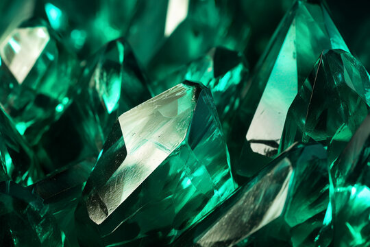 shiny Emerald crystal close up pattern texture