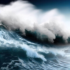 Obraz premium closeup of wave breaking on the rocks la runion France. Generative AI