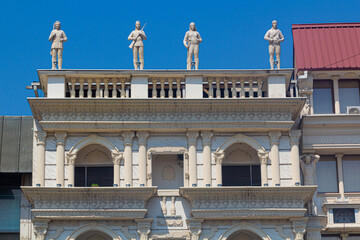 Fototapeta premium Building with statues in Skopje, North Macedonia