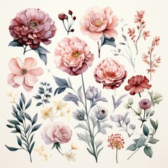 floral doodle design elements, AI Generated
