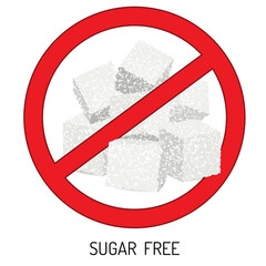 No Sugar free vector icon Diabetic food mark. - 628123890