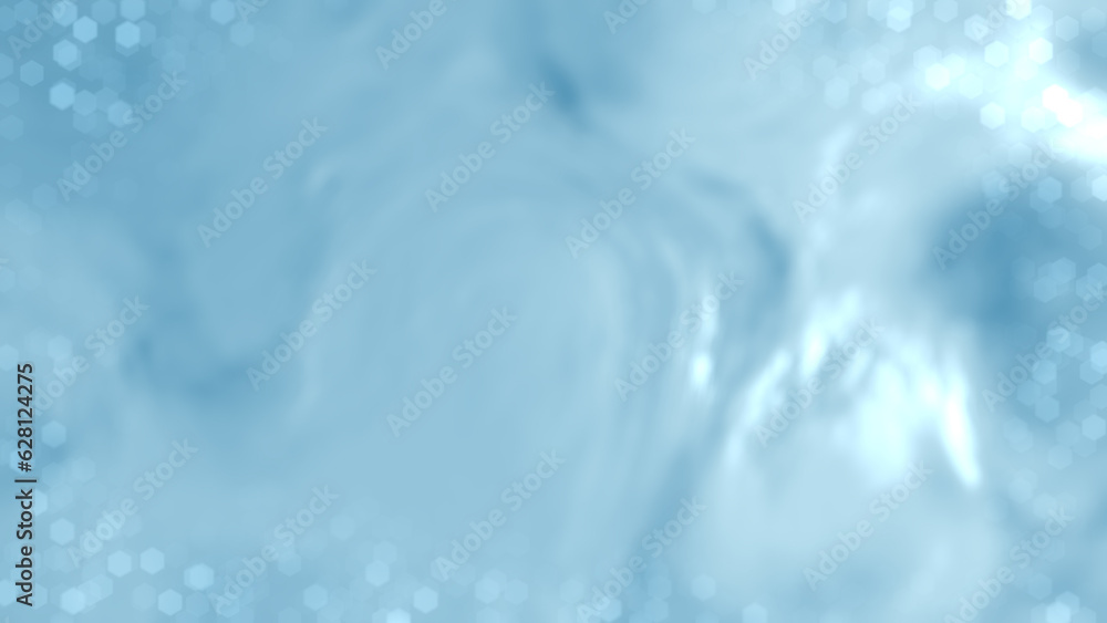 Poster light blue silver shifted curved forms with bokeh background - abstract 3d rendering