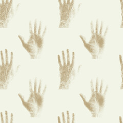 vector seamless pattern background black and white human palm hand. Creative wallpaper, wrapping paper or fabric design