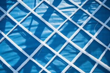 Illustration of a close up of a blue wall with white lines created using generative AI