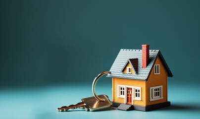 Miniature house and key. Concept for Mortgage, Rent or buy a house, real estate,investment,property concept