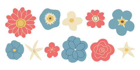 Flower 3 cute on a white background, vector illustration.