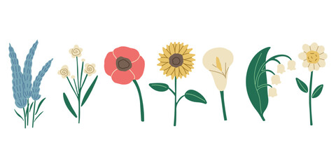 Flower 1 cute on a white background, vector illustration.