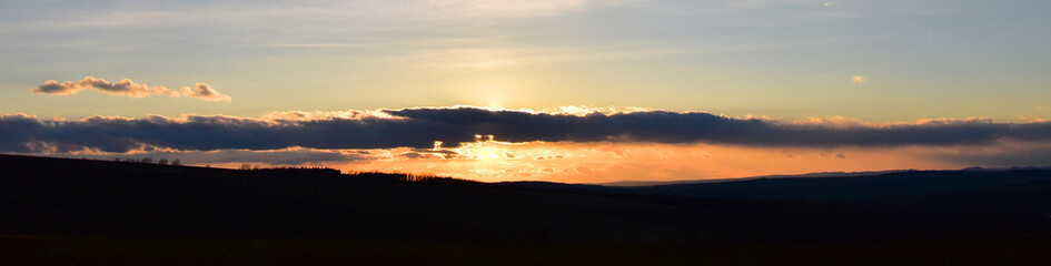 Sunset sky sun horizon panorama