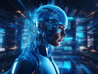 Futuristic AI: Empowering the World with Data, Ai face