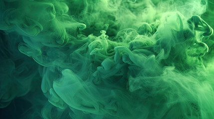 Green Color Liquid Ink Dense Smoky Abstract Misty Background AI Generative - obrazy, fototapety, plakaty