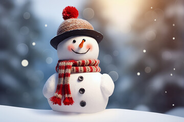 Fototapeta premium christmas snowman, generative ai