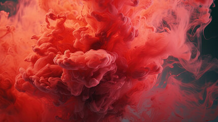 Red Color Liquid Paint Dense Smoky Abstract Misty Background AI Generative
