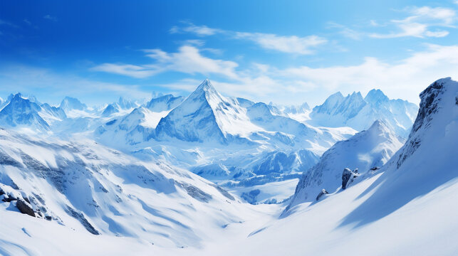 landscape of snowy mountains, generative ai - Powered by Adobe