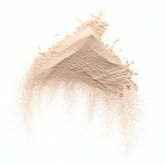Fototapeta na wymiar Small amount of beige powder loose powder on white background