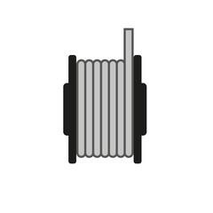 Wire icon with reel. Cord and spool.