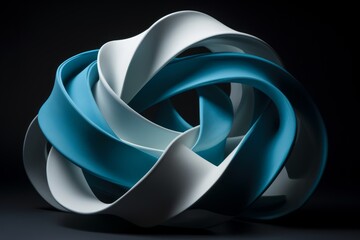 Fototapeta premium Illustration of a blue and white generative AI sculpture on a black background, created using generative AI