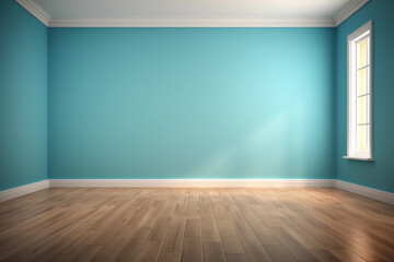 White Empty Wall in a Wooden Floor With a Glare of Sunlight from a Window