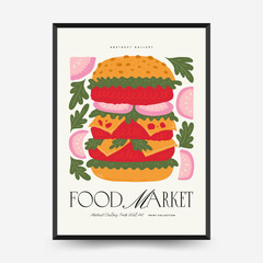 Abstract food posters template. Modern trendy Matisse minimal style. Kitchen and restaurant decor. Hand drawn design for wallpaper, wall decor, print, postcard, cover, template, banner.