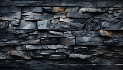Black stone background. Background from a stone wall. Stone texture. Generative AI