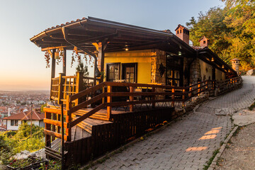 Fototapeta na wymiar Small house on a hill slope in Prizren, Kosovo