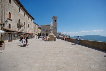 View of picturesque medieval city of San Marino. Monuments, streets and nature