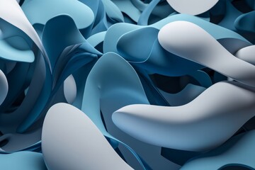 Obraz premium Illustration of abstract blue and white shapes created using generative AI