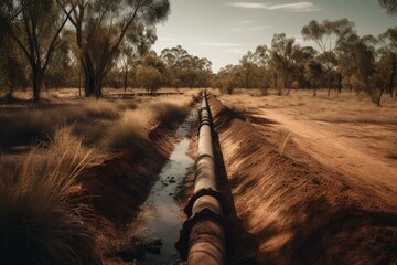 Water pipeline runs through Australian goldfields. Generative AI
