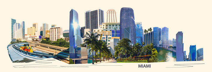 Art design about Miami, Florida, United States of America. It is world famous travel location.