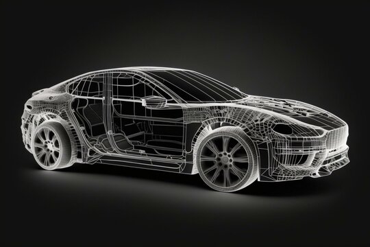 Illustration of car presented in outlines. Generative AI