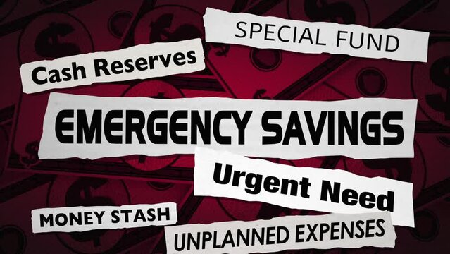 Emergency Savings News Headlines Cash Money Reserves Unplanned Expenses 3d Animation