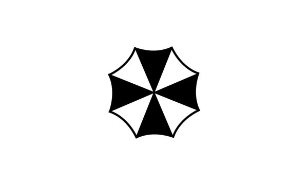 umbrella icon, umbrella from top, black and white umbrella