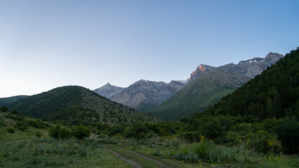 rocky mountain peaks. summer green mountains