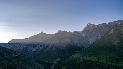 Obraz na płótnie Canvas rocky mountain peaks. summer green mountains
