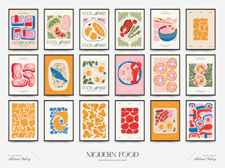 Fototapeta na wymiar Abstract food posters template. Modern trendy Matisse minimal style. Kitchen and restaurant decor. Hand drawn design for wallpaper, wall decor, print, postcard, cover, template, banner.