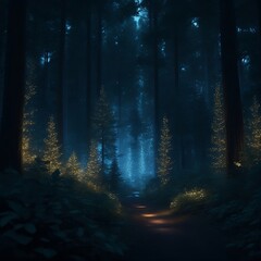 The Night Forest Adorned with Fantastical Lights