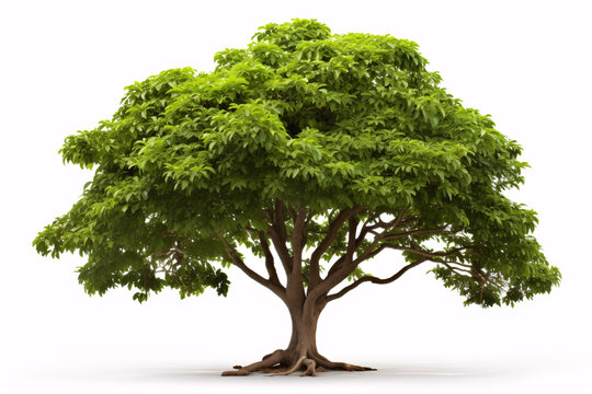 Samanea saman rain Tree isolated on white background. Monkey Pod, East Indian Walnut Tree.