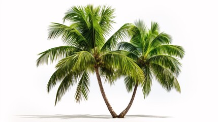 Coconut palm tree isolated on white background. Tropical plant object.