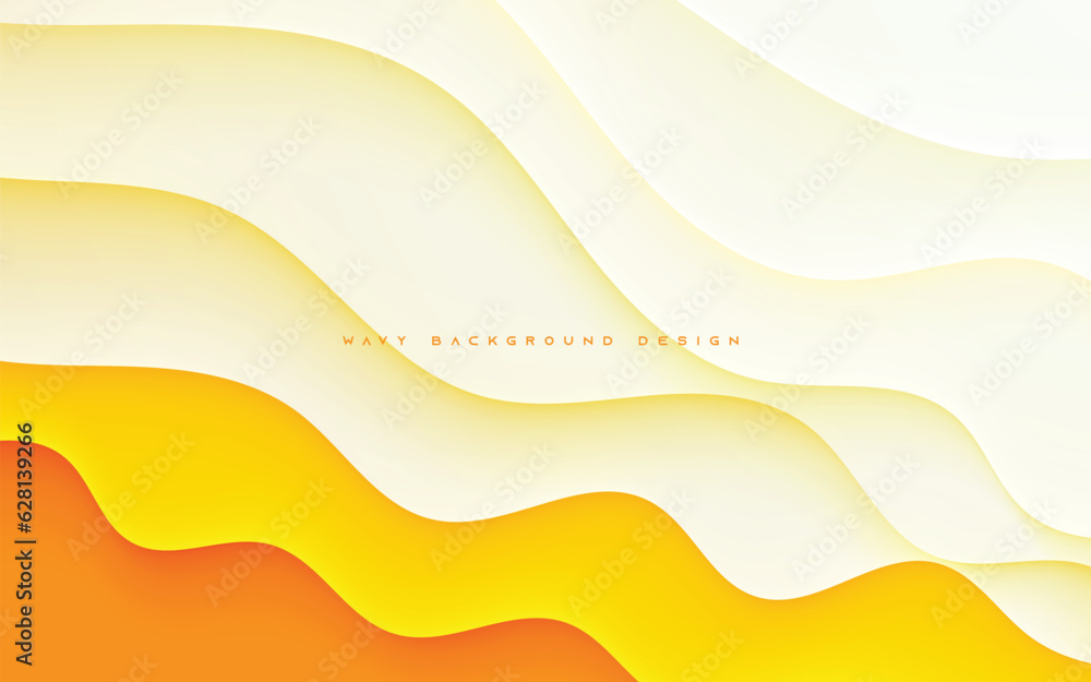 Poster Abstract wavy background with Orange color element