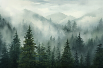 Trees horizon nature mist autumn forest hill sunlight blue landscape mountain morning travel fog