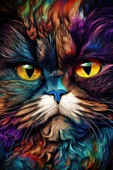 Himalayan cat psychedelic look. Generative AI