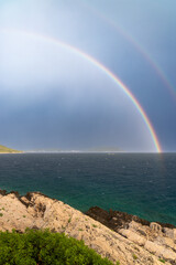 A rainbow on the Adriatic Sea, Croatia