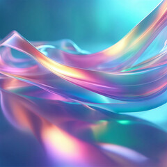 Abstract 3d render. Glass ribbon on water. Holographic shape  in motion  MADE OF AI