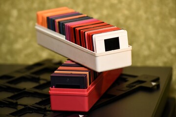 Colorful Photography slide frames with slide scanning frame