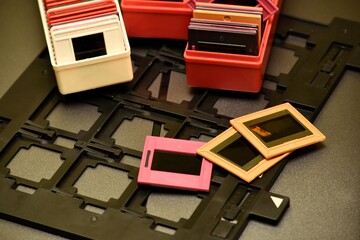 Colorful Photography slide frames with slide scanning frame
