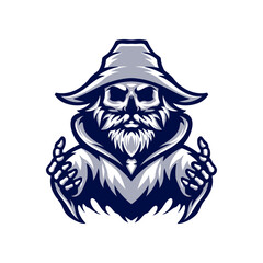 wizards skull logo design for mascot sport or esport gaming logo