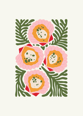 Food abstract elements. Food and healsy composition. Modern trendy Matisse minimal style. Restaurant and kitchen poster, invite. Vector arrangements for greeting card or invitation design