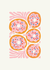 Food abstract elements. Food and healsy composition. Modern trendy Matisse minimal style. Restaurant and kitchen poster, invite. Vector arrangements for greeting card or invitation design