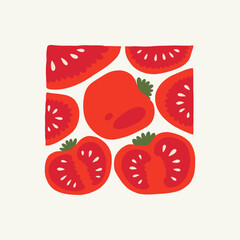 Food abstract elements. Food and healsy composition. Modern trendy Matisse minimal style. Restaurant and kitchen poster, invite. Vector arrangements for greeting card or invitation design