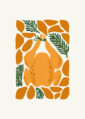 Food abstract elements. Food and healsy composition. Modern trendy Matisse minimal style. Restaurant and kitchen poster, invite. Vector arrangements for greeting card or invitation design